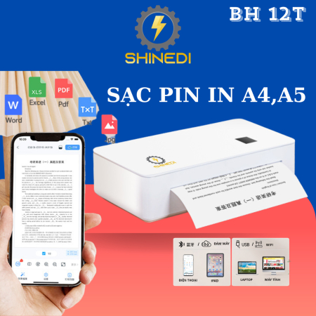 Máy in nhiệt A4LE SHINEDI kết nối bluetooth sạc pin in khổ A4,A5