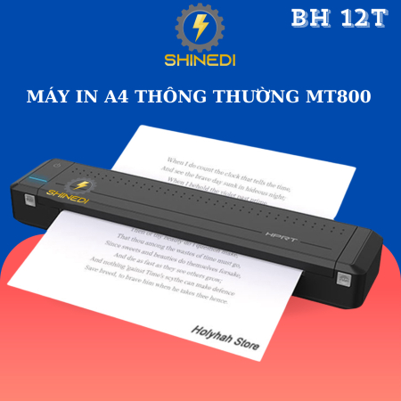 Máy in mini MT800 giấy 4 thường  SHINEDI sử dụng pin kết nối bluetooth.