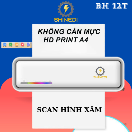 Máy in nhiệt A4 mini bluetooth X9 SHINEDI scan được hình xăm sạc pin kết nối điện thoại, máy tính nhỏ gọn dễ mang theo