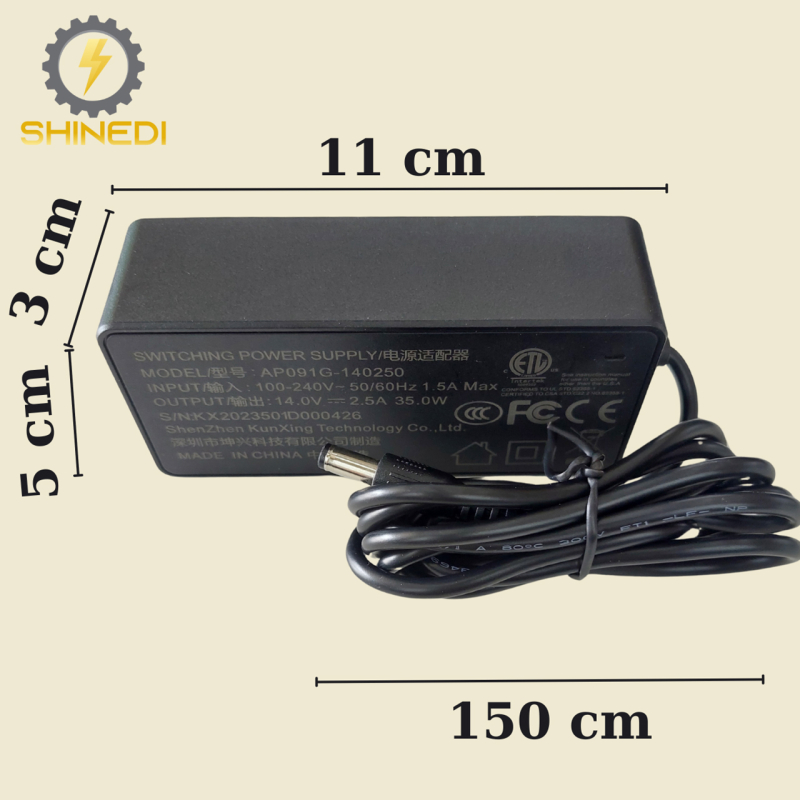 bộ nguồn adapter SHINEDI chuyển đổi nguồn 14v-2.5A dành cho màn hình, máy in..thiết bị tương tự Điện áp dòng ra ổn định.