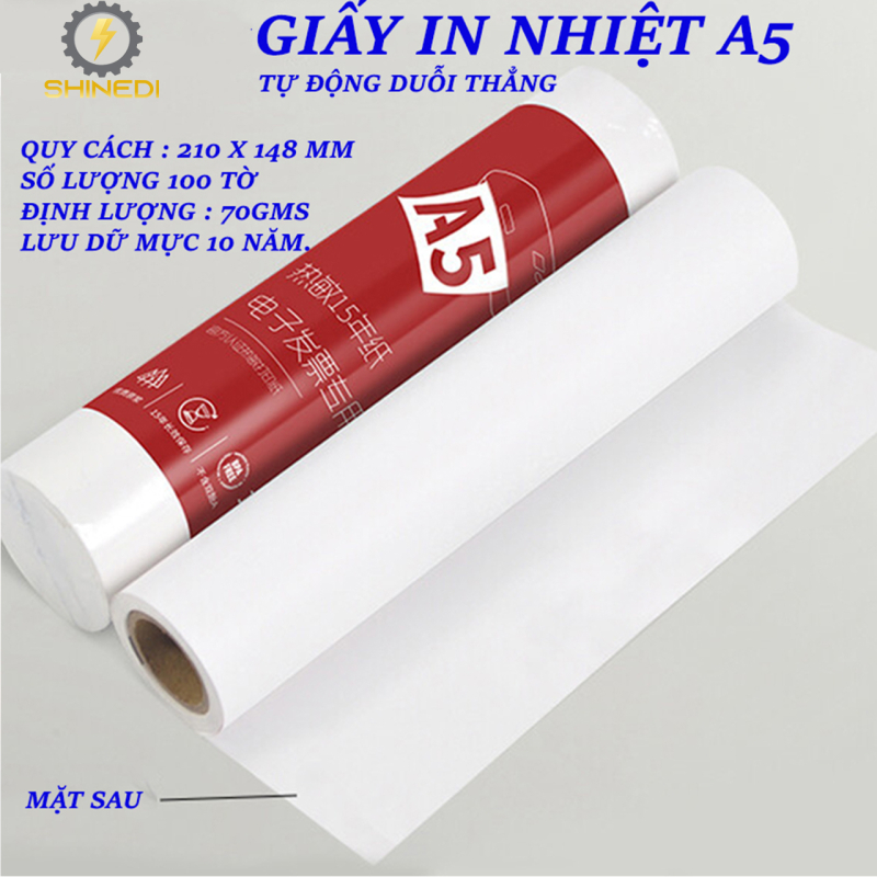 Giấy in A5 SHINEDI dành cho dòng máy in nhiệt A4BT,A4LE