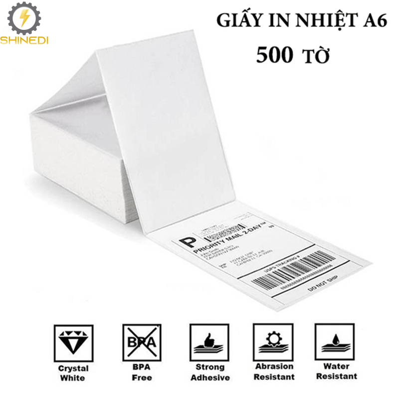 Giấy in nhiệt A6 SHINEDI 1 tệp 500 tờ 