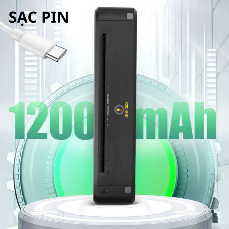 Máy in A4 giấy thường XL-P808 SHINEDI sạc pin nhỏ gọn nhẹ nhàng dễ dàng mang đi in bất cứ lúc nào bất cứ nơi đâu bạn muốn.