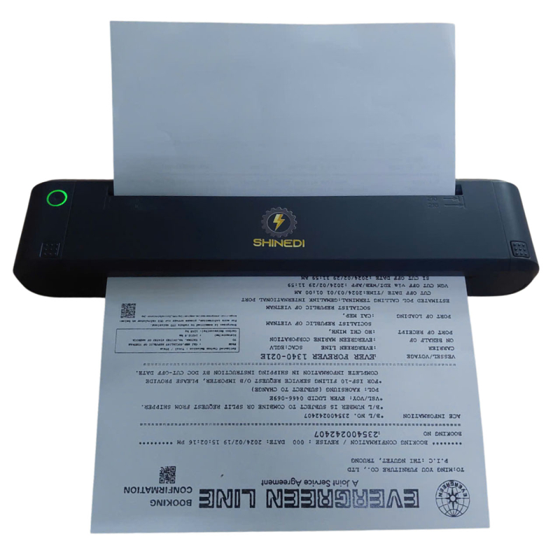 Máy in A4 giấy thường XL-P808 SHINEDI sạc pin nhỏ gọn nhẹ nhàng dễ dàng mang đi in bất cứ lúc nào bất cứ nơi đâu bạn muốn.