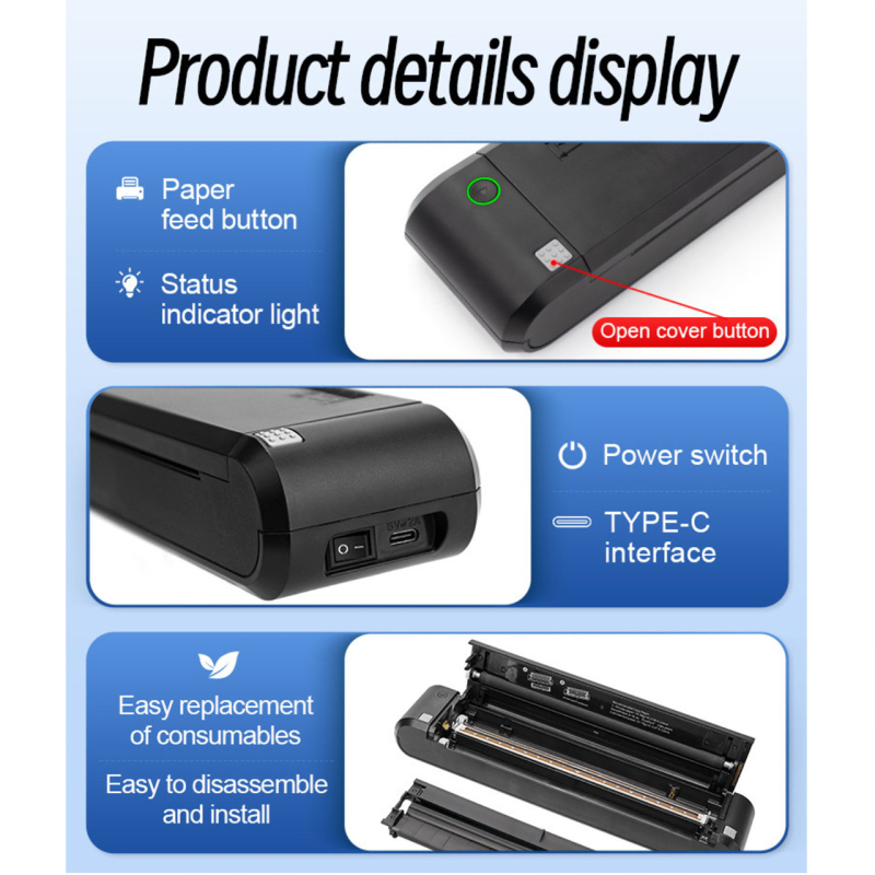 Máy in A4 giấy thường XL-P808 SHINEDI sạc pin nhỏ gọn nhẹ nhàng dễ dàng mang đi in bất cứ lúc nào bất cứ nơi đâu bạn muốn.