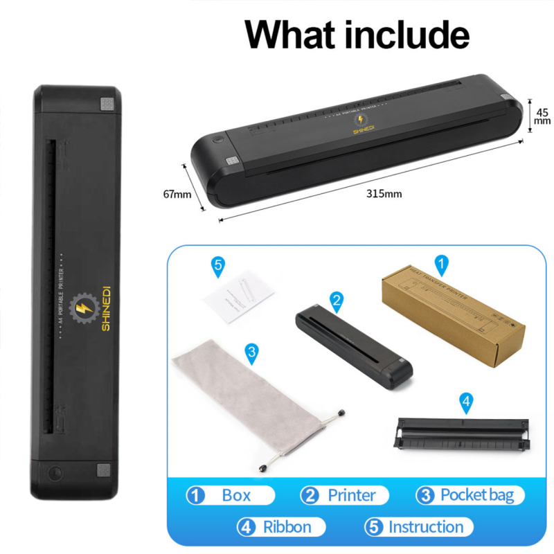 Máy in A4 giấy thường XL-P808 SHINEDI sạc pin nhỏ gọn nhẹ nhàng dễ dàng mang đi in bất cứ lúc nào bất cứ nơi đâu bạn muốn.