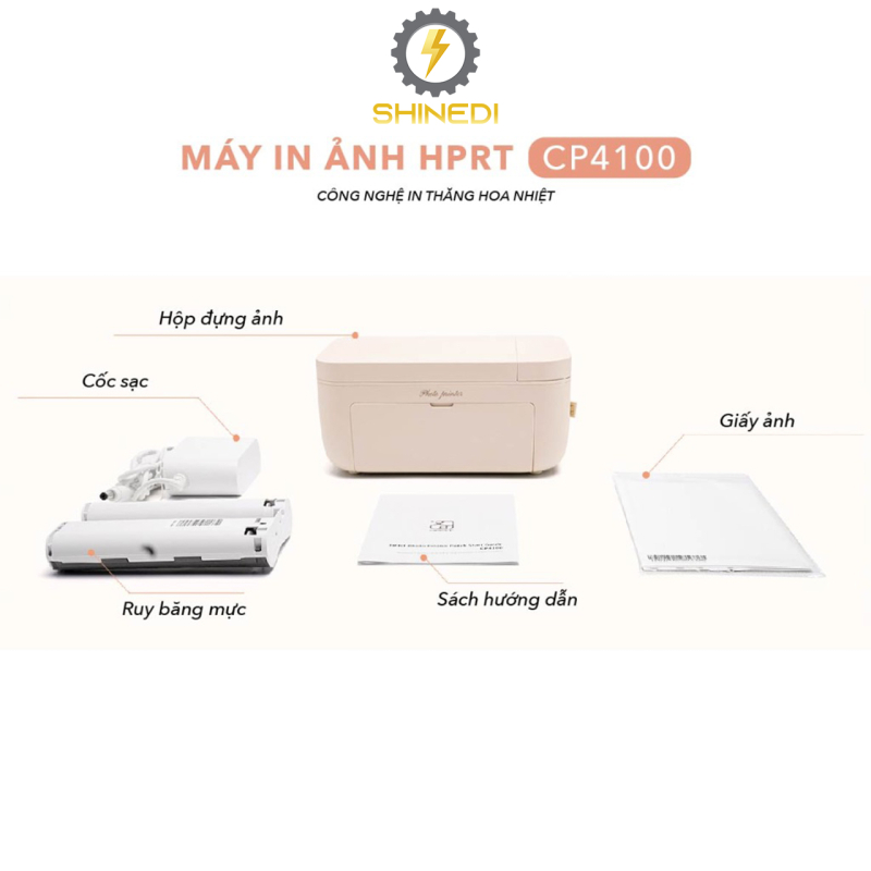 Máy in ảnh màu CP4100 SHINEDI  in ảnh chuyên nghiệp kết nối Bluetooth in từ điện thoại di động, hỗ trợ nhiều kích thước.