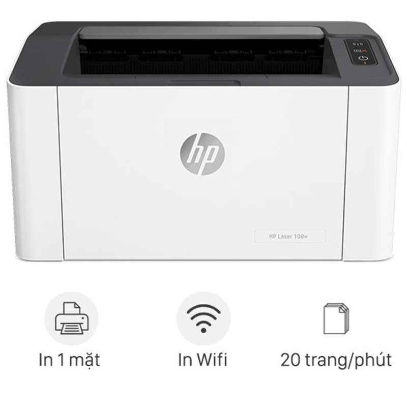 Máy in A4 wifi hp108w kết nối điện thoại, laptop,pc...